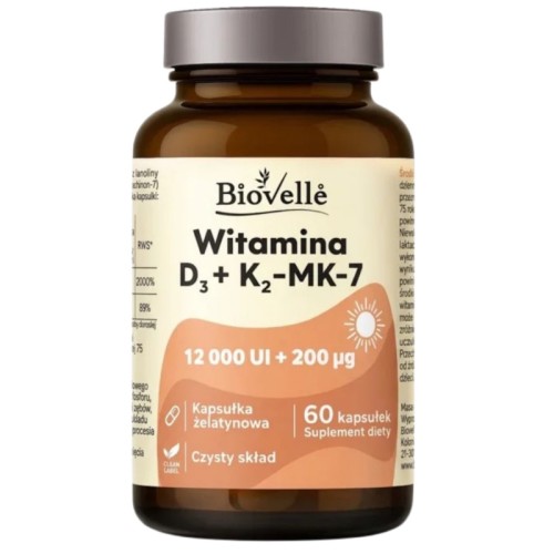 Witamina D3+K2 Forte 12.000 UI - 60 kapsułek 