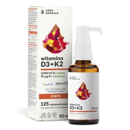 Witamina D3 4000 IU + K2, MCT, krople 50 ml
