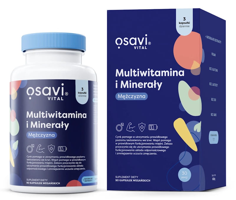 Мультивитамины для мужчин Osavi, витамины и минералы, 90 капсул