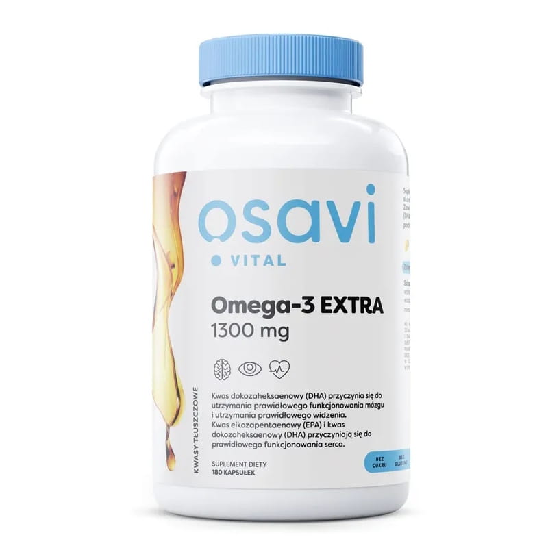 Омега-3 Osavi Omega-3 Extra 650 мг, для мозга и сердца, лимон, 180 капсул