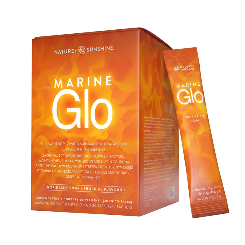 Коллаген Nature's Sunshine Marine Glo, рыбий коллаген 5 г с биотином, тропический вкус, порошок в саше, 30 саше