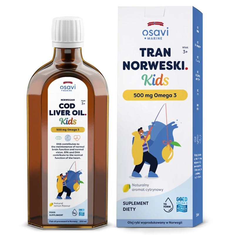 Рыбий жир для детей Osavi Kids, омега-3 1000 мг, из печени трески, вкус лимон, от 3 лет