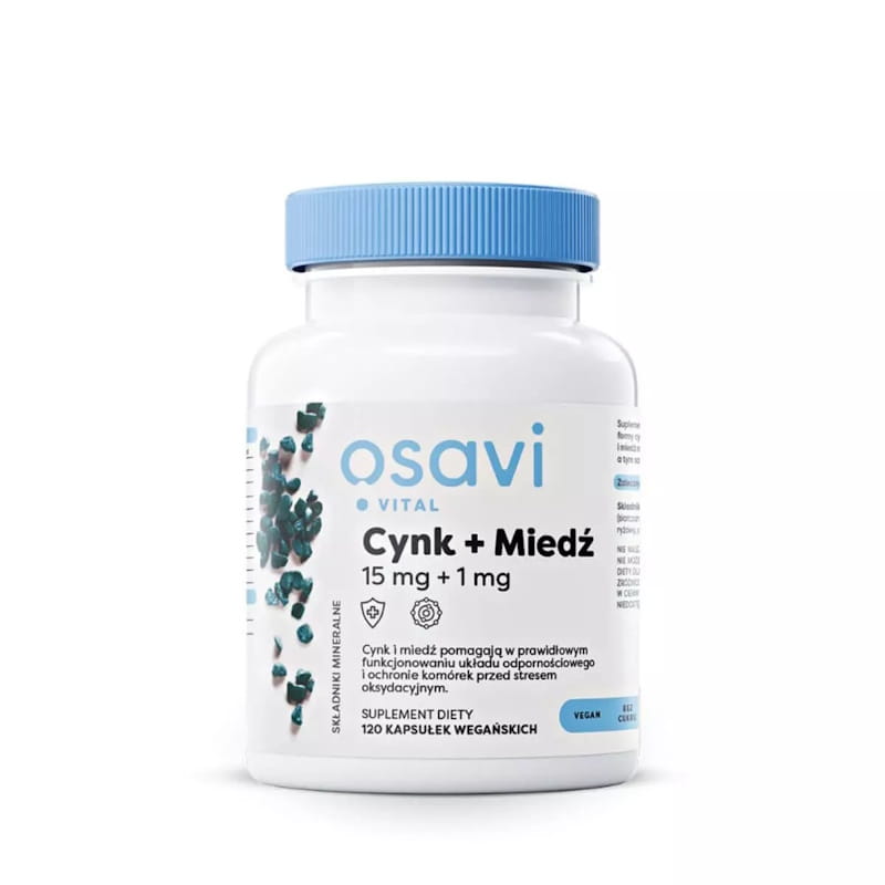 Цинк Osavi Vital 15 мг с медью 1 мг, иммунитет, 120 капсул