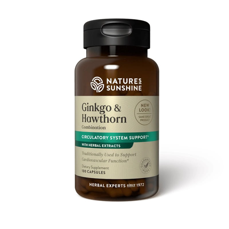 Гинкго и боярышник Nature's Sunshine Ginkgo & Hawthorn, 100 капсул